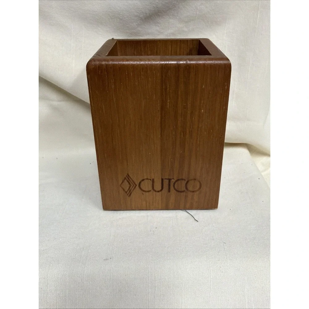 Cutco wood utensil block and 1956 Cutco Cookbook